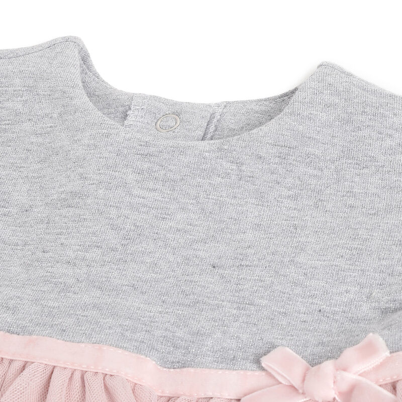 Girls Medium Grey Solid Long Sleeve Dress image number 2